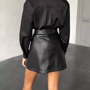 Дамска кожена пола в черно