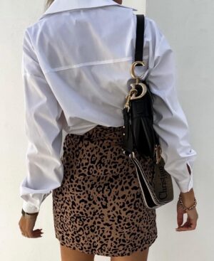 Дамска къса пола с леопардов принт
