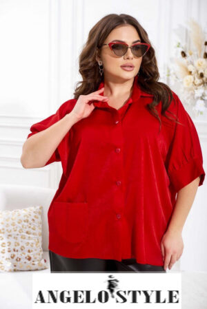 Дамска копринена риза в червено