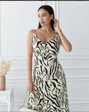 Дамска копринена рокля със зебров принт