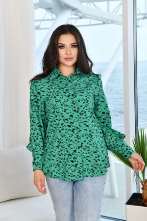 Дамска леопардова риза в зелено