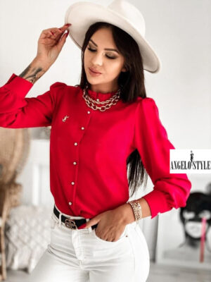 Дамска червена блуза с копченца