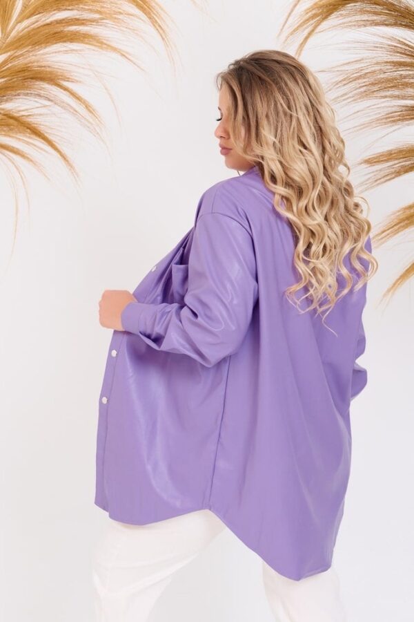 Дамска кожена риза в лилаво