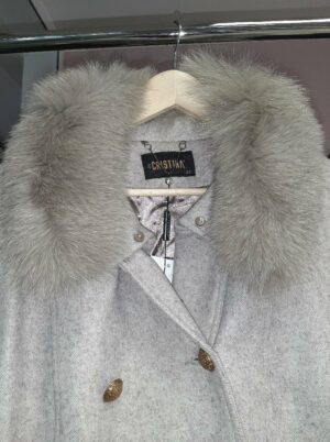 Дамско луксозно палто от ламска вълна,кашмир и лисица