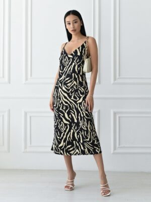 Дамска копринена рокля със зебров принт