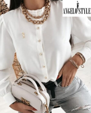 Дамска бяла блуза с копченца