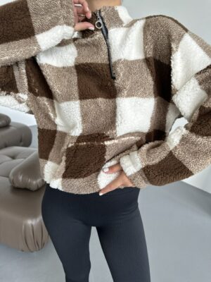 Дамски плюшен пуловер с цип РС-SV488/1