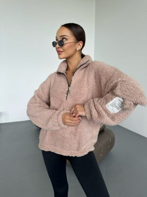 Дамски едноцветен плюшен пуловер РС-SV489/1